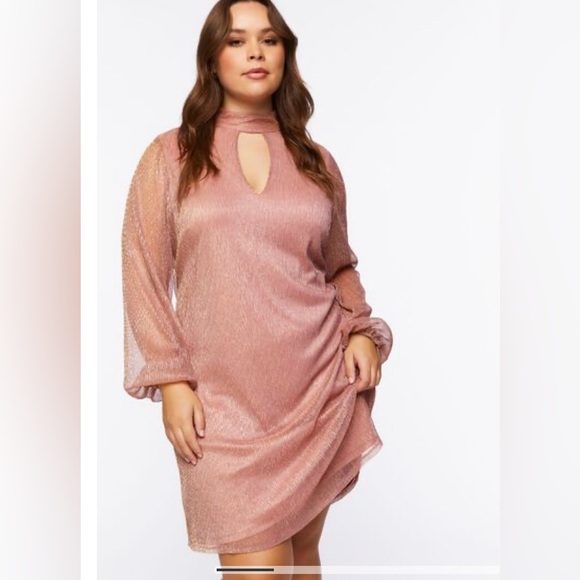 Forever 21 Dresses & Skirts - Forever 21 Plus Size Plisse Cutout Mini Dress Size 1X Rose Gold